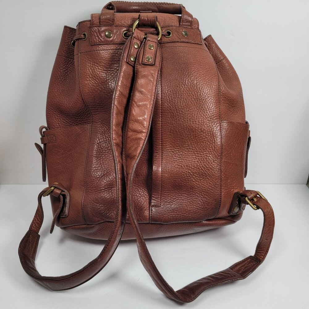 Will Leather Goods Brown Leather Backpack W Multiple Pockets & Adjustable Straps - Picture 2 of 10